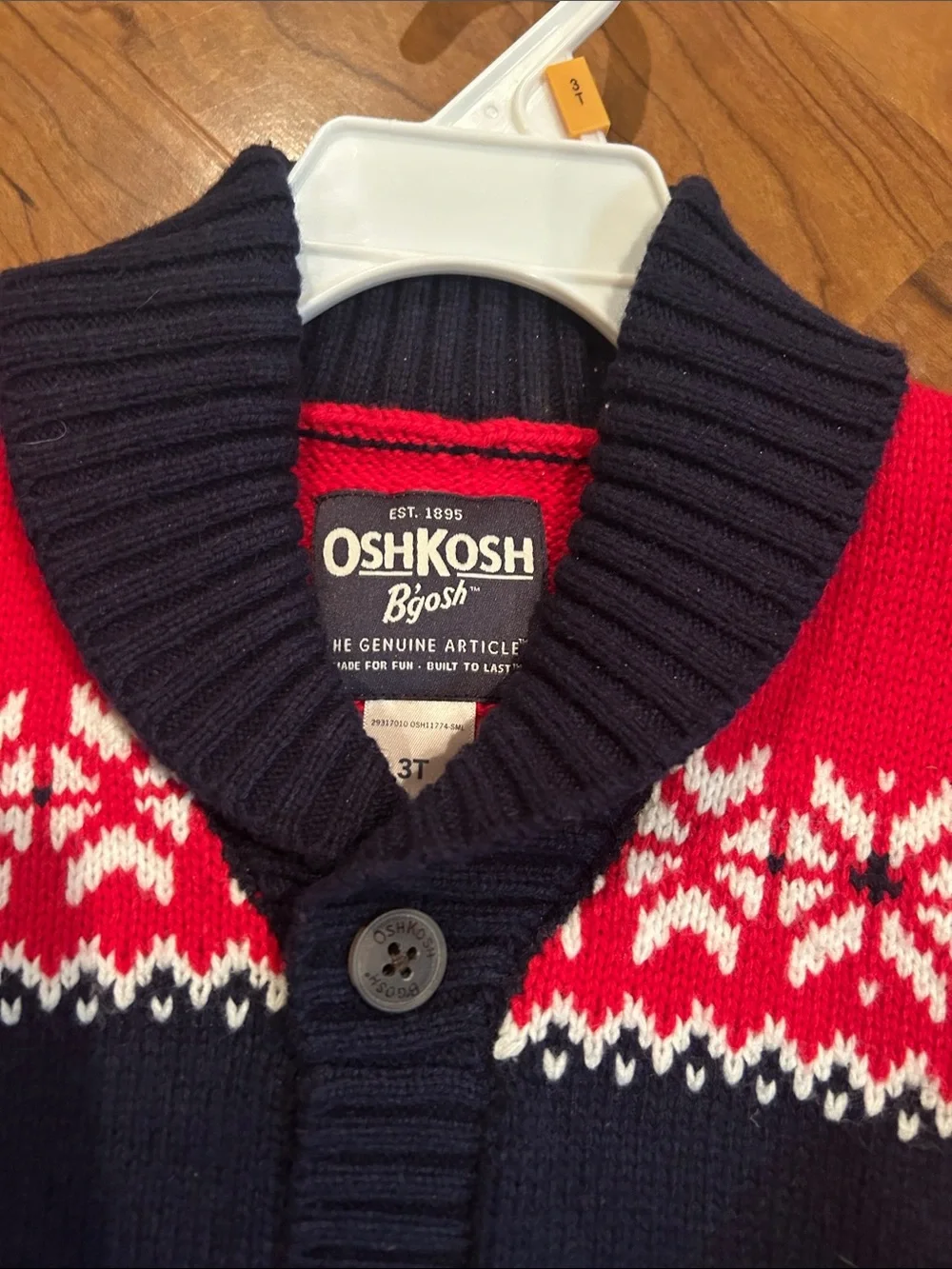OshKosh B'gosh Navy, Red & White Fair Isle Knit Cardigan